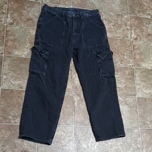 Aeropostale Relaxed Cargo Black Denim Jeans  Size 33x30